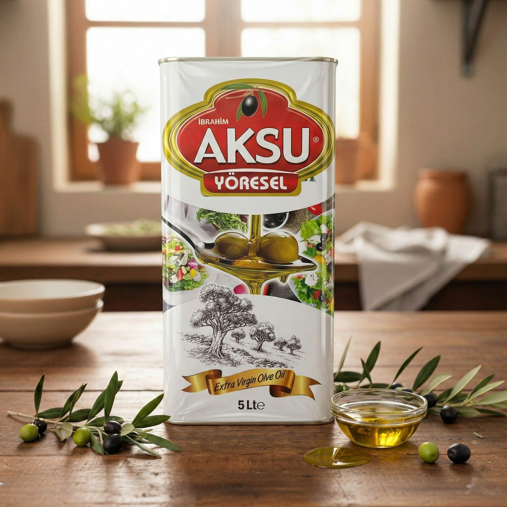 Extra Olive Oil 5 lt Aksu Yöresel (Taş Baskı)